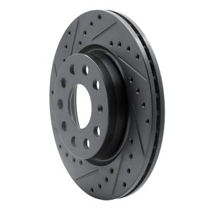 Volkswagen BORA Brake Rotor (1) - Front Left - R1 Concepts - Drilled & Slotted - Black - `05-`15